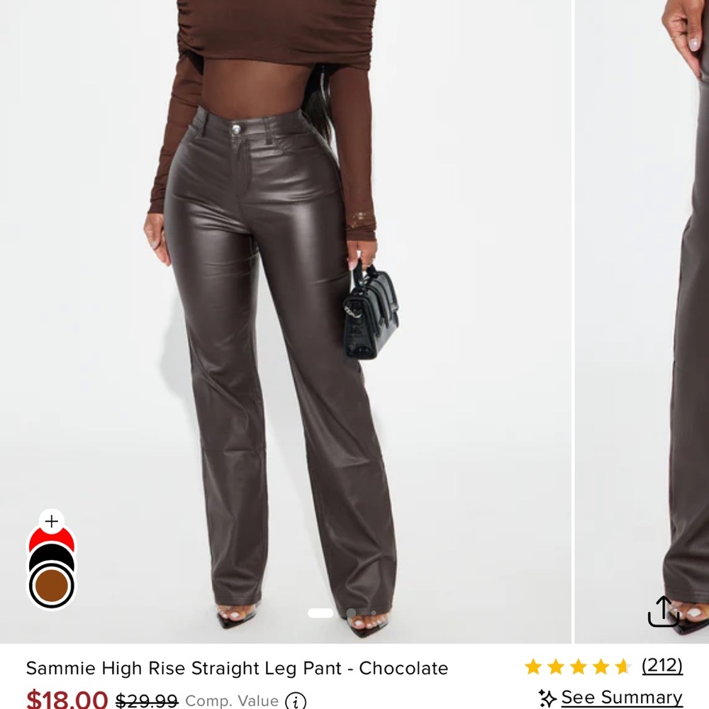 High-Rise Straight Leg Pants — Chocolate